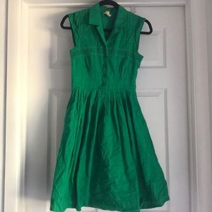 Anthropologie Sleeveless shirt dress green size 0